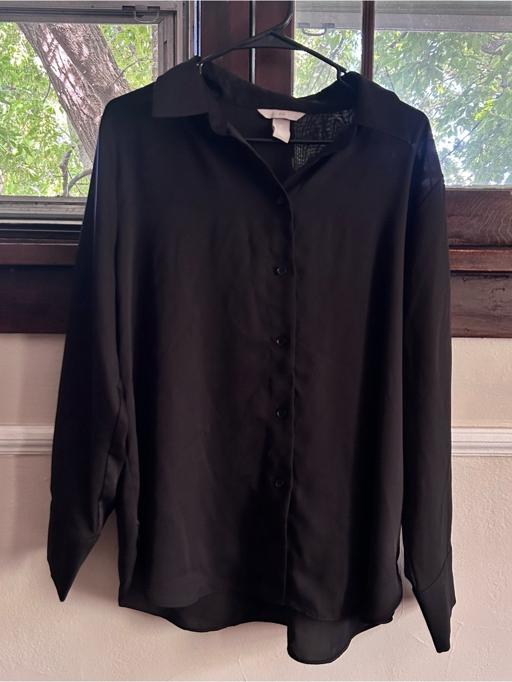 Black Long-Sleeve Button-Down Shirt